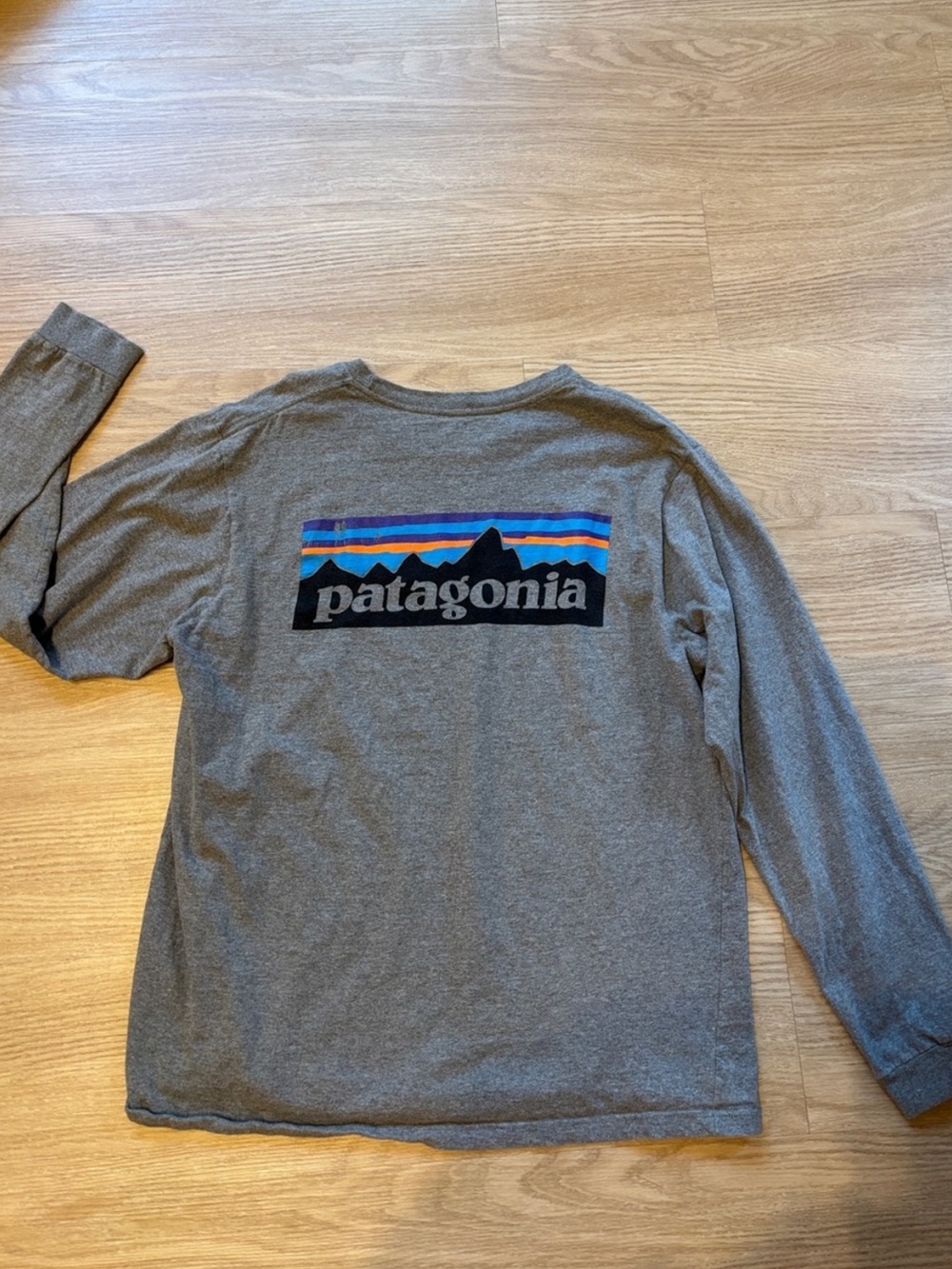 Patagonia Men's M Long-Sleeved P-6 Logo Responsibili-Tee Grey STY38933FA16 Read*